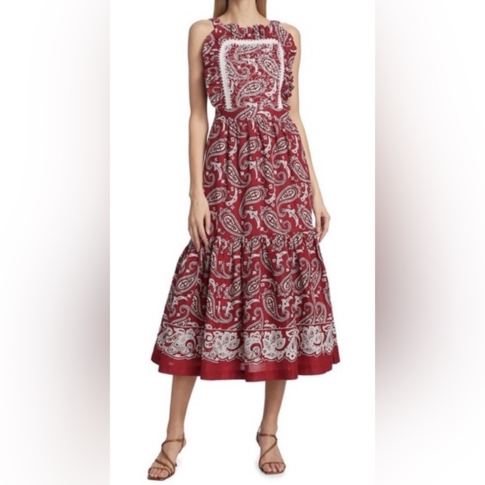 Sea New York red paisley apron dress